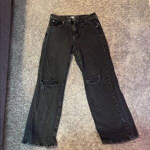 Garage Black Ripped Straight Leg Jeans